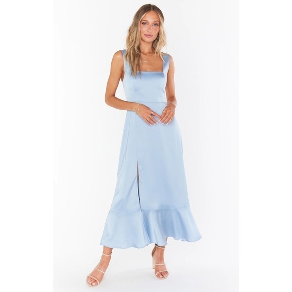 Show Me Your MuMu Dresses & Skirts - Check color! Show Me Your Mumu Claire Midi Dress Silver Sage Crisp XL